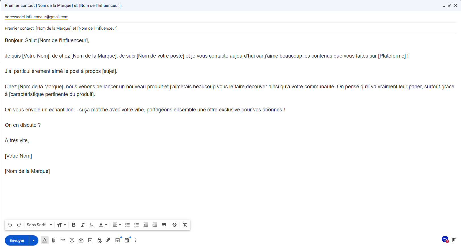 exemple de message pour contacter un influenceur